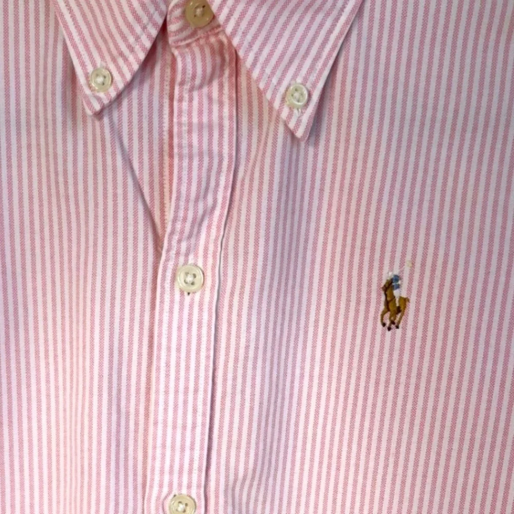 Ralph Lauren Kids Boys Pink White Striped Button Down Shirt Slim Fit Size 10